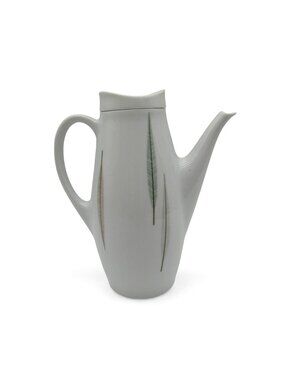 Thomas Germany Vintage Porcelain Coffee Pot Grass Leaf MCM 9.5"